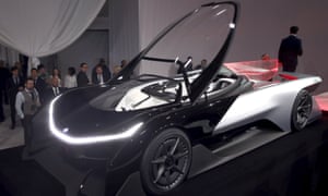 The Faraday Future FFZERO1 electric concept car is shown after an unveiling at a news conference in Las Vegas, Nevada January 4, 2016.