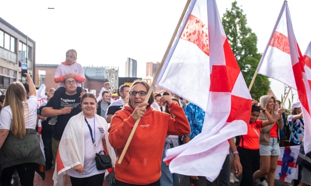 England supporters make their way to Bramall Lane for the semi-final.