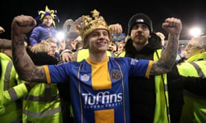 FA Cup Fourth Round - Shrewsbury Town v Liverpool<br>Soccer Football - FA Cup Fourth Round - Shrewsbury Town v Liverpool - Montgomery Waters Meadow, Shrewsbury, Britain - January 26, 2020  Shrewsbury Town's Jason Cummings wears a crown after the match    Action Images via Reuters/Carl Recine     TPX IMAGES OF THE DAY