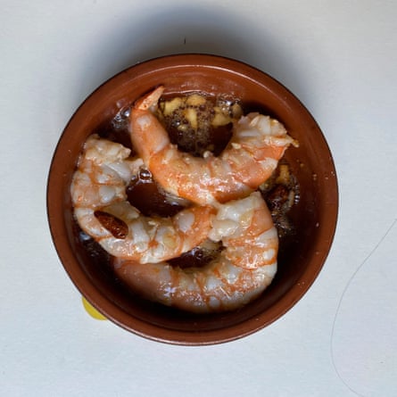 Elisabeth Luard’s garlic prawns use ‘small dried chillies, which look pretty’