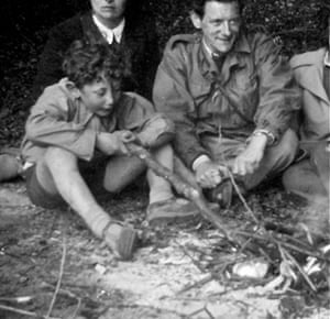 ‘We were a family that treasured hilarity’: Rosen with his father on a camping holiday in 1953.