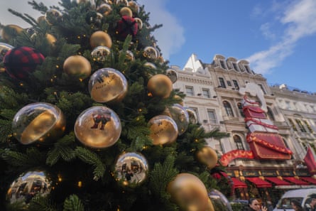 A Christmas tree outside the Ralph Lauren store in New Bond Street, London.