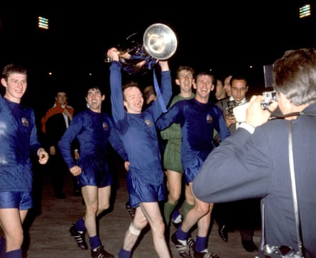 Nobby Stiles celebrates with the European Cup after the 1968 final.