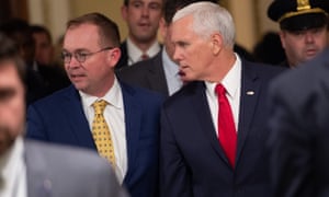 Mick Mulvaney and Vice-President Mike Pence arrive on Capitol Hill for shutdown talks on Saturday.