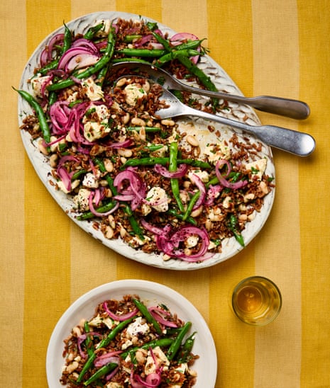 Red rice and green bean salad with feta and pomegranate molasses Red rice and green bean salad with feta and pomegranate molasses