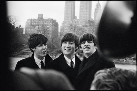In the ‘eyes of the storm’ in Central Park, NYC, February 1964: ‘We were surrounded by people everywhere we went.’  Paul McCartney, John Lennon and Ringo Starr portrait
