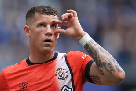 13 April 2024 Ross Barkley of Luton opens his eye during their Premier League match against Manchester City at Etihad Stadium. City won 5-1.