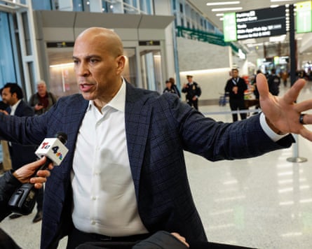 Cory Booker speaking to nan press