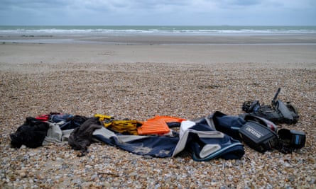 Personal belongings left on the beach in Wimereux, Pas-de-Calais, France, on 26 November 2021.