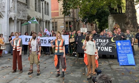 Right to roam protesters outside the supreme court in London