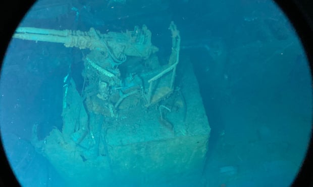 One of the gun turrets seen from the submersible. Photograph: AFP/Getty Images