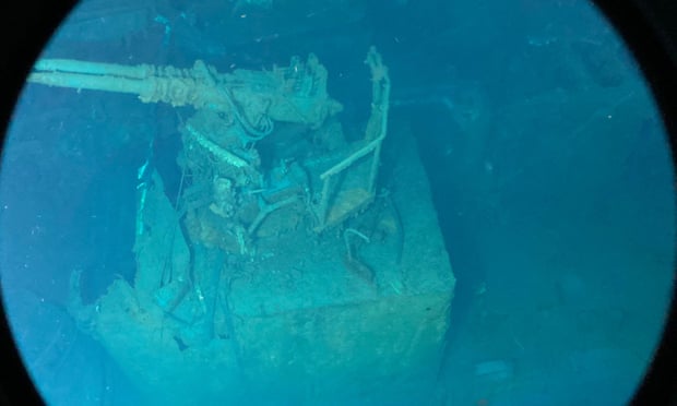  One of the gun turrets seen from the submersible. Photograph: AFP/Getty Images