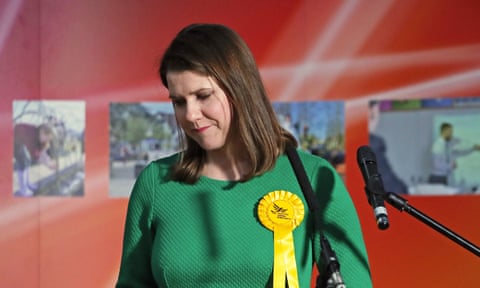 The Lib Dem leader, Jo Swinson, reacts after losing her East Dumbartonshire seat.