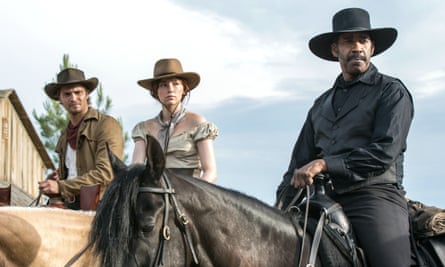 Luke Grimes, Haley Bennett and Denzel Washington in 2016’s The Magnificent Seven.