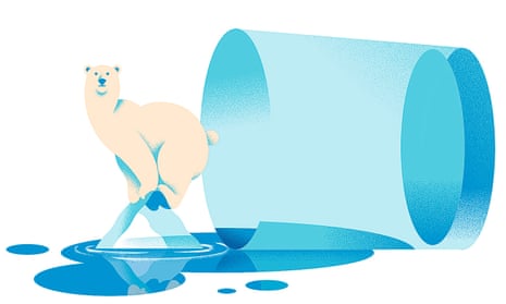Illustration of a polar bear on melting ice