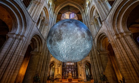 Museum of the Moon, a replica of the moon by artist Luke Jerram, in Ely Cathedral for the Science festival.