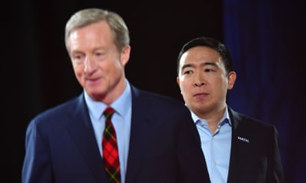 Democratic presidential candidates Andrew Yang and Tom Steyer got more attention with a small debate stage.