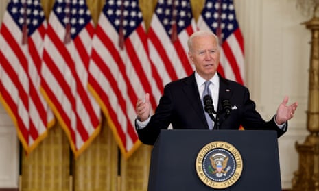 President Biden Delivers Remarks On Afghanistan<br>WASHINGTON, DC - AUGUST 16: U.S. President Joe Biden gestures as he gives remarks on the worsening crisis in Afghanistan from the East Room of the White House August 16, 2021 in Washington, DC. Biden cut his vacation in Camp David short to address the nation as the Taliban have seized control in Afghanistan two weeks before the U.S. is set to complete its troop withdrawal after a costly two-decade war. (Photo by Anna Moneymaker/Getty Images)