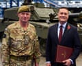 Wes Streeting with General Sir Roly Walker at the opening on Thursday of a Rheinmetall factory in the West Midlands.