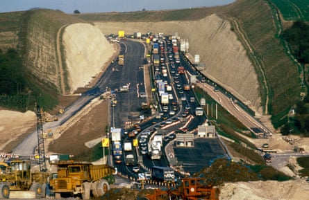 Twyford Down in Hampshire, where conservationists are calling for a green bridge following construction of the M3