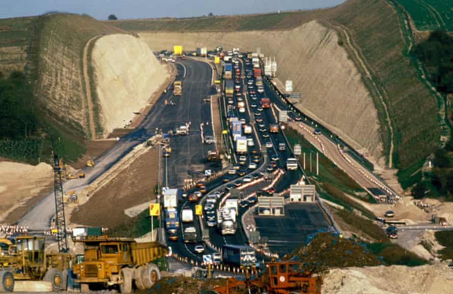 Twyford Down in Hampshire, where conservationists are calling for a green bridge following construction of the M3