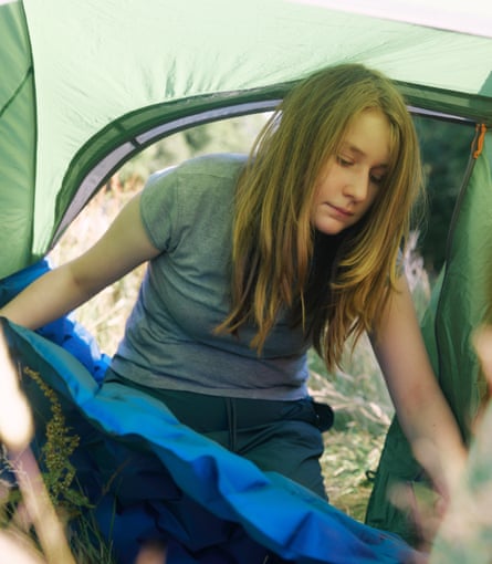 Rosa inside the tent.