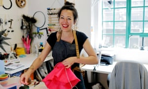Hat maker working in her studio.