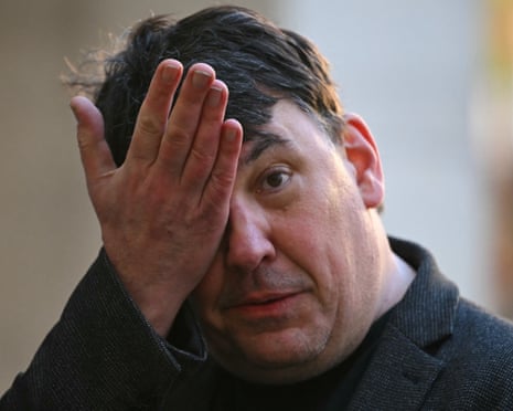 Irish writer and director Graham Linehan outside Westminster magistrates court in London