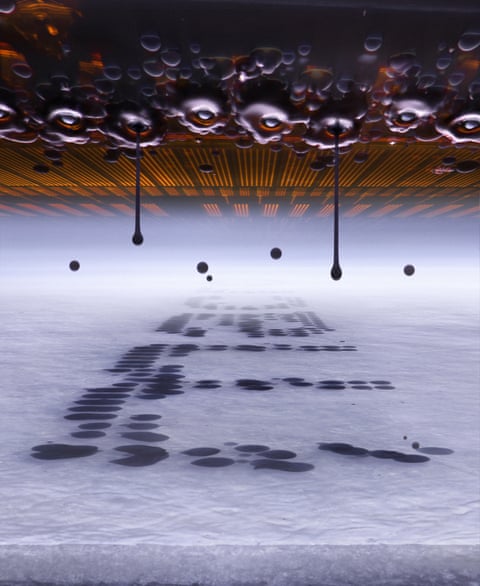 Winning image – a microscopic view of an inkjet printer depositing ink on to paper