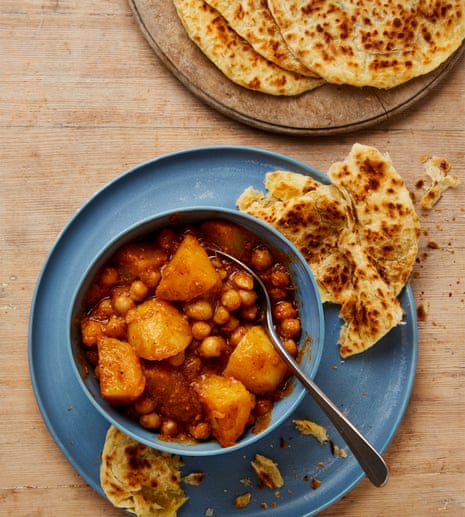 Meera Sodha's chickpea and potato curry with quick paratha.