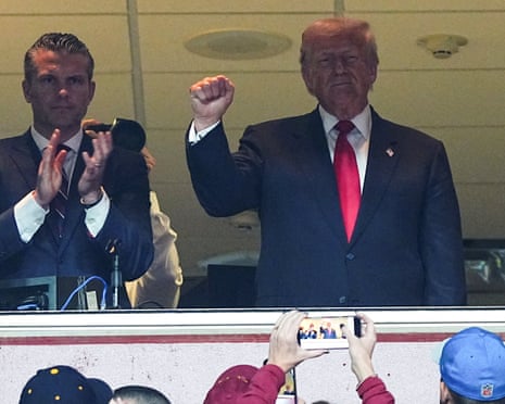Trump booed at Commanders NFL game before calling plays from Fox broadcast booth | NFL | The Guardian