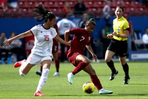 Nikita Parris caused problems for Spain’s Leila Ouahabi early in the match.