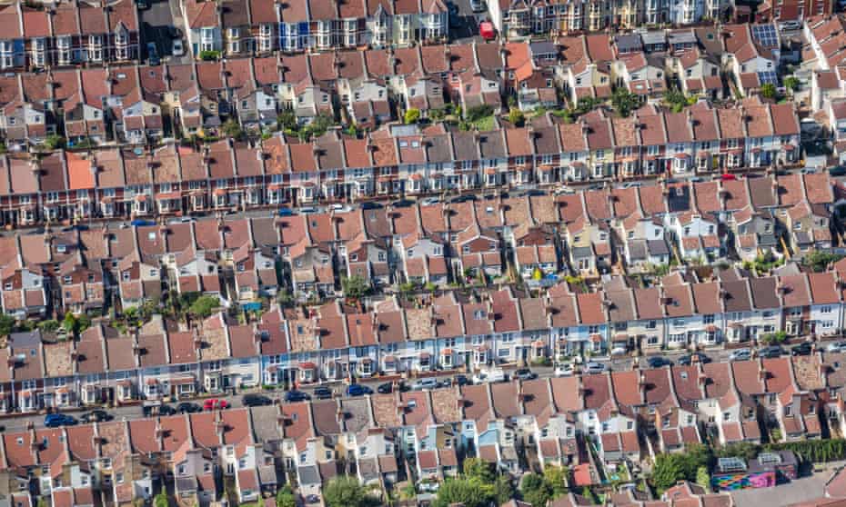 Aerial photograph of terraced housing, Southville, Bristol