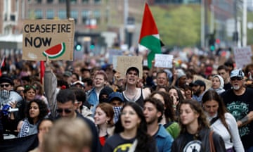 Students and employees at the University of Amsterdam call for a ceasefire in the Israel-Gaza war.