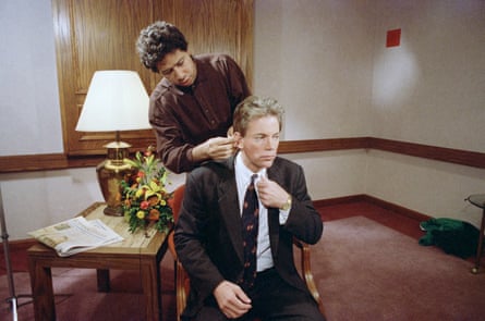 Duke being prepared for a TV appearance in 1991.