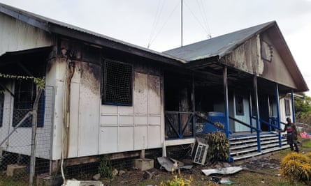 The police station in Honiara, Solomon Islands was burnt down during protests in the capital.