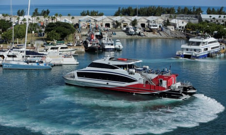 A passenger ferry leaves Royal Naval Dockyard near Hamilton in Bermuda.