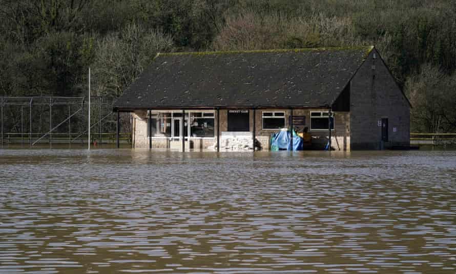 Ambergate Cricket Club is flooded in Belper, Derbyshire.