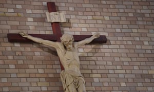 A crucifix is seen at St Christopher’s cathedral in Canberra
