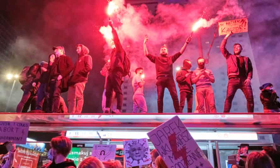Pro-choice protesters in Warsaw
