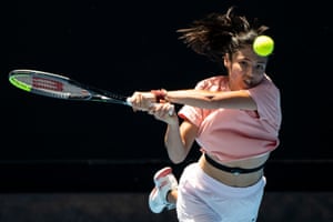 Melbourne, Australia: Britain’s Emma Raducanu attends a practice session before the Australian Open tennis tournament
