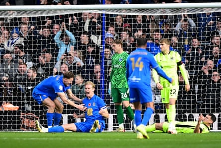 Christoph Klarer celebrates putting Birmingham 3-0 up against Portsmouth at St Andrew’s.