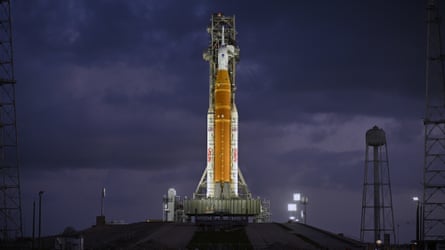 A big rocket on a launchpad