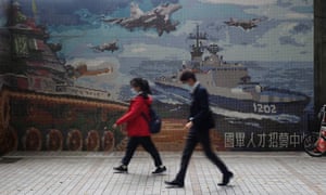 A military-themed mural in Taiwan’s capital Taipei. Tensions have increased between China and Taiwan.
