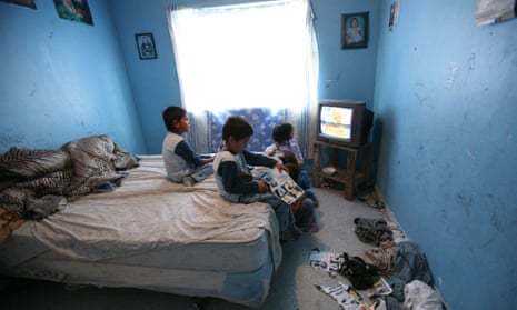 Child poverty has been a long term problem in Ontario despite attempts to tackle it for decades as this 2005 photograph of children watching television in a bedroom that sleeps 7 in Kashechewan suggests.