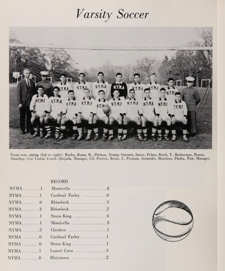 Team picture of the NYMA soccer team featuring Donald Trump
