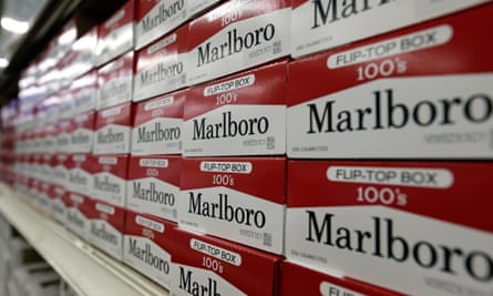 Marlboro cigarettes on the shelves at JR outlet in Burlington, NC.