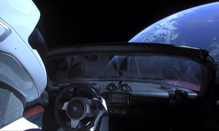 Elon Musk’s tribute … SpaceX’s launch of a Tesla Roadster – it had a copy of the book in the glove compartment.