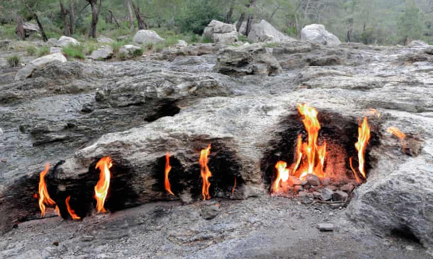 Flaming stones near Olympos.
