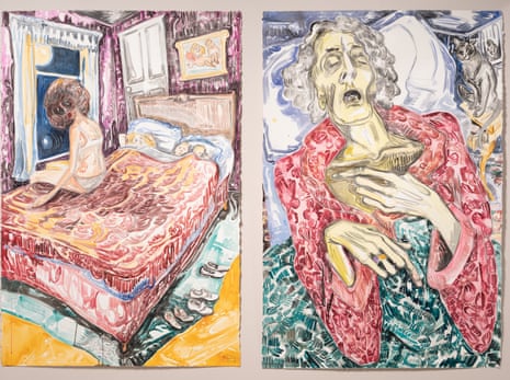 Boiling with resentment … left: Starry Night, 2019; right: Mother Asleep, 2019. 